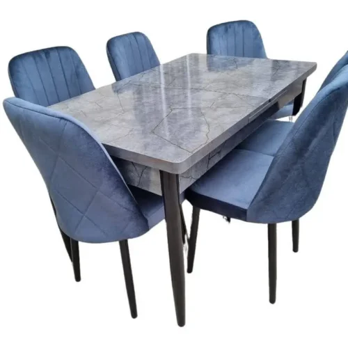 Set masă extensibilă cu 6 scaune MDF