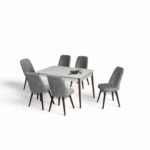 Set masă extensibilă  cu 6 scaune: MDF 606