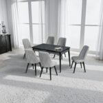 Set masă extensibilă  cu 6 scaune: MDF 608 - imagine 2