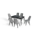 Set masă extensibilă  cu 6 scaune: MDF 608