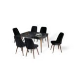 Set masă extensibilă  cu 6 scaune: MDF 616