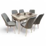 Set masă extensibilă  cu 6 scaune: MDF 622