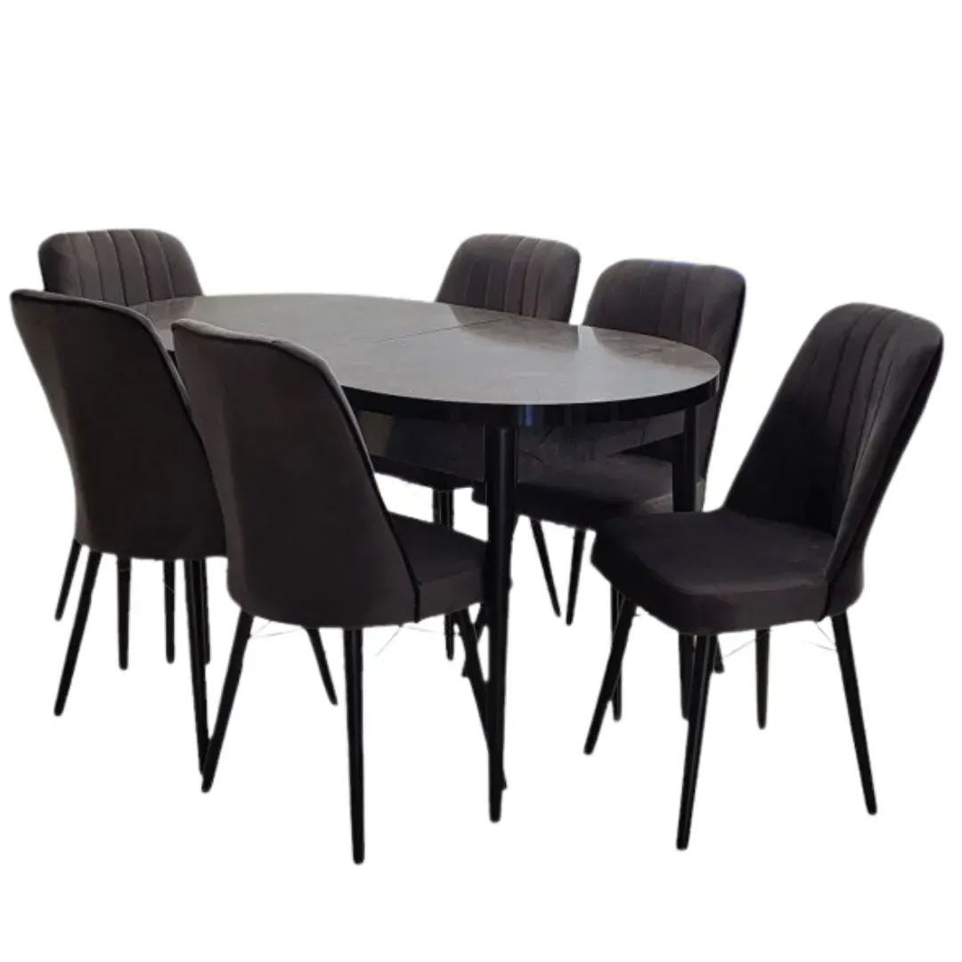 80277164737585.webp Set masă extensibilă cu 6 scaune MDF - imagine 1