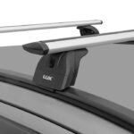 Set 2 bare portbagaj din aluminiu cu prindere pe bare longitudinale ridicate