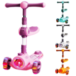 Trotinetă pliabilă cu trei roți, lumini LED, muzică și scăunel BW2023z