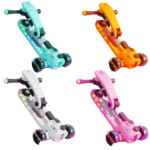 Trotinetă pliabilă cu trei roți, lumini LED, muzică și scăunel BW2023z - imagine 2