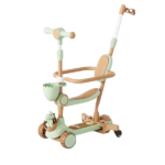 Trotinetă pentru copii cu trei roți, lumini LED, jucărie detașabilă și coșuleț BW812 - imagine 2