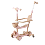 Trotinetă pentru copii cu trei roți, lumini LED, jucărie detașabilă și coșuleț BW812 - imagine 3