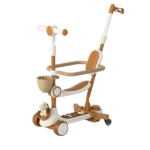 Trotinetă pentru copii cu trei roți, lumini LED, jucărie detașabilă și coșuleț BW812 - imagine 4