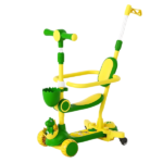 Trotinetă pentru copii cu trei roți, lumini LED, jucărie detașabilă și coșuleț BW812 - imagine 5