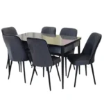 Set masă extensibilă cu 6 scaune MDF