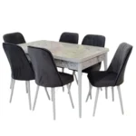 Set masă extensibilă cu 6 scaune MDF